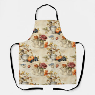 Cottagecore Pumpkin Teacup Autumn Floral Apron
