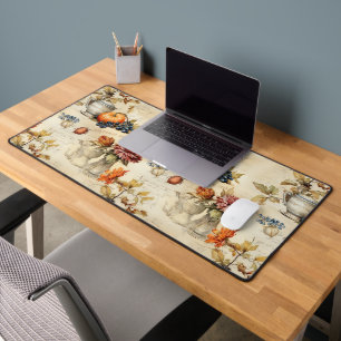 Cottagecore Pumpkin Teacup Autumn Floral Desk Mat