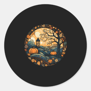 Cottagecore Pumpkins Fall Thanksgiving Women's Gra Classic Round Sticker