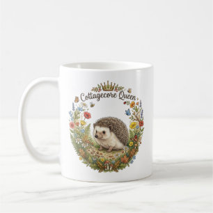 Cottagecore Queen Cute Hedgehog Floral Wreath Coffee Mug