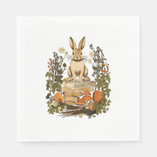 Cottagecore Rabbit Reading Aesthetic Book Outfit f Napkin