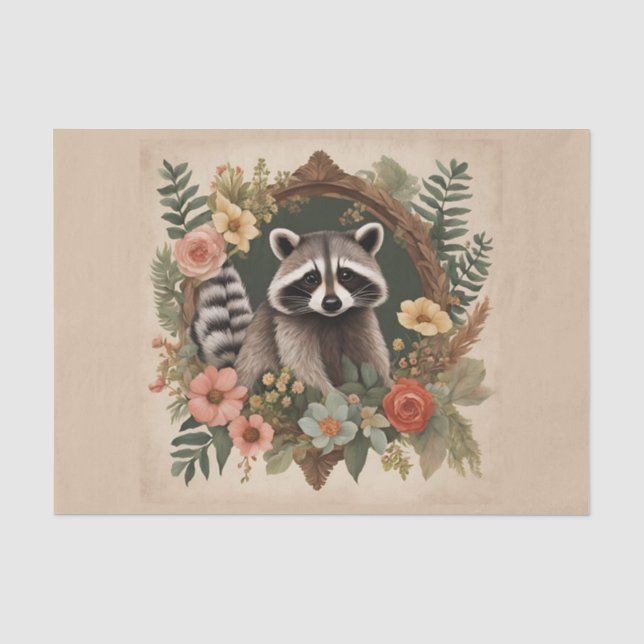 Cottagecore Racoon Decoupage Tissue Paper (Front)