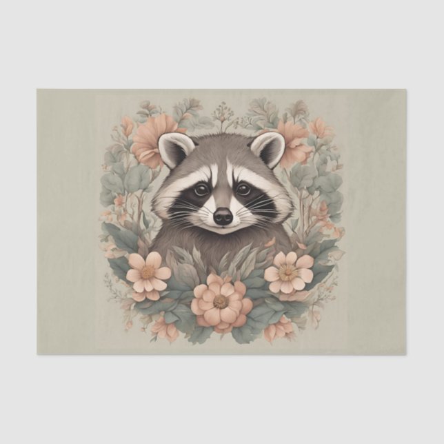 Cottagecore Racoon Decoupage Tissue Paper (Front)