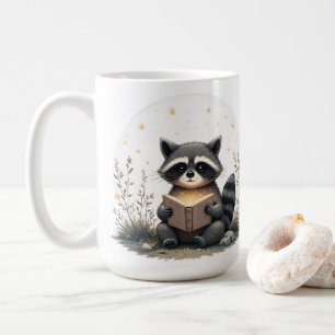 Cottagecore Racoon Reading Book WhimsicalWoodland Coffee Mug