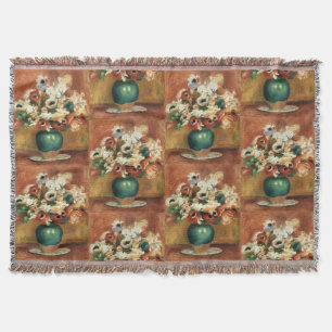 Cottagecore Renoir Floral Bouquet Fine Art Throw Blanket