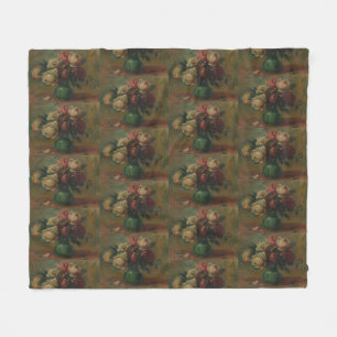 Cottagecore Renoir Floral Vintage Rose Art Fleece Blanket