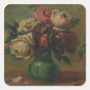 Cottagecore Renoir Floral Vintage Rose Art Square Sticker