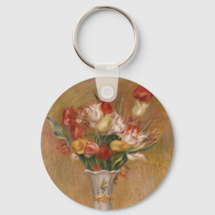 Cottagecore Renoir Floral Vintage Tulip Art Key Ring