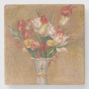 Cottagecore Renoir Floral Vintage Tulip Art Stone Coaster