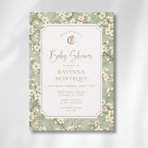 Cottagecore Sage Blossom Eucalyptus Baby Shower Invitation