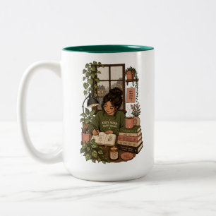 Cottagecore Self Care Illustration Two-Tone Coffee Mug