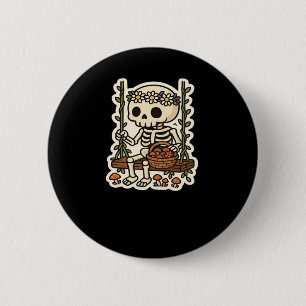 Cottagecore Skeleton With Flower Crown 6 Cm Round Badge
