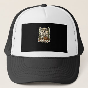 Cottagecore Skeleton With Flower Crown Trucker Hat