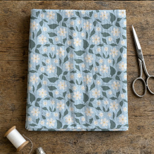 Cottagecore Sky Blue & White Daisy Floral Fabric