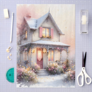 Cottagecore Spring Home in Blossom in Watercolor Tissue Paper