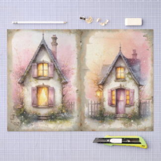 Cottagecore Spring Home in Blossom in Watercolor Tissue Paper