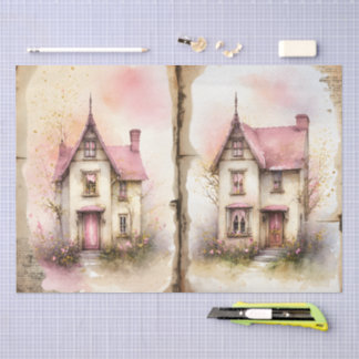 Cottagecore Spring Home in Blossom in Watercolor Tissue Paper