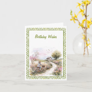 Cottagecore Springtime Watercolor Birthday Card
