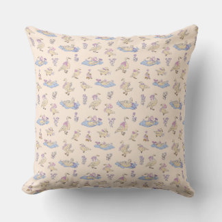 Cottagecore Storybook Ducks & Swans Peach Cushion