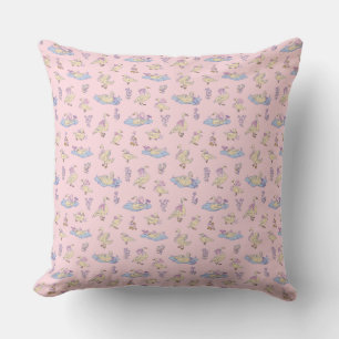 Cottagecore Storybook Ducks & Swans Soft Pink Cushion