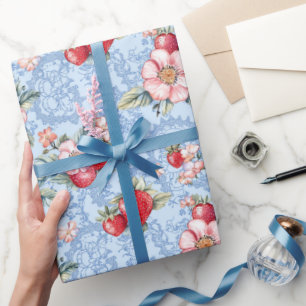 Cottagecore Strawberry Pattern Wrapping Paper