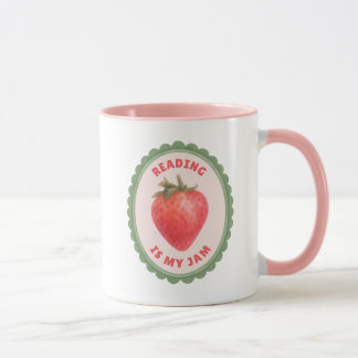 Cottagecore Strawberry Reading is My Jam Quote Mug