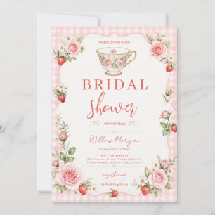 cottagecore Strawberry Tea Bridal Shower Invitation