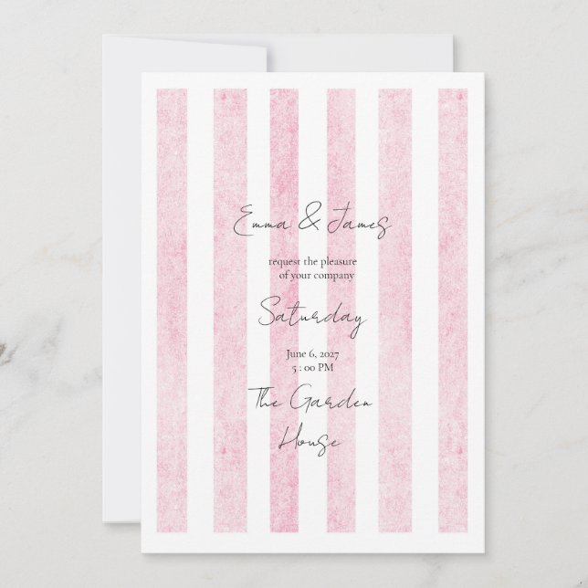 Cottagecore Stripes Wedding Invitation  (Front)