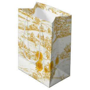 Cottagecore Sunflower Countryside Toile (1) Medium Gift Bag