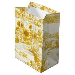 Cottagecore Sunflower Countryside Toile (4) Medium Gift Bag