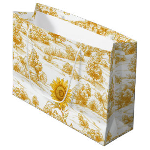 Cottagecore Sunflower Countryside Toile (6) Large Gift Bag