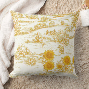 Cottagecore Sunflower Countryside Toile Cushion