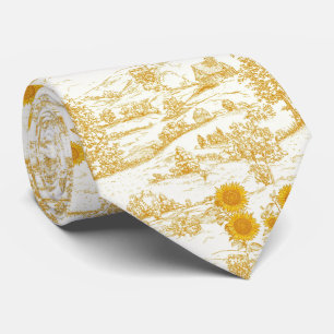 Cottagecore Sunflower Countryside Toile Tie