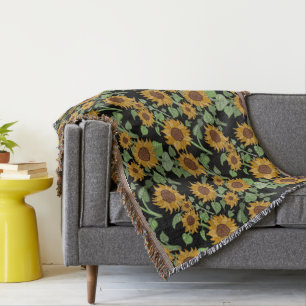 Cottagecore Sunflowers Pattern Throw Blanket