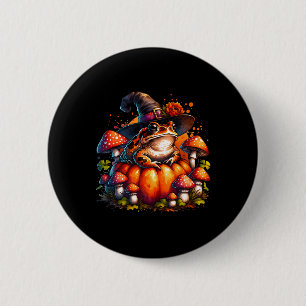 Cottagecore Toad Witch Hat Pumpkin Mushroom Fall H 6 Cm Round Badge