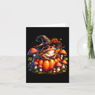 Cottagecore Toad Witch Hat Pumpkin Mushroom Fall H Card