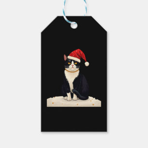 Cottagecore Tuxedo Cat Funny Xmas Aesthetic Santa Gift Tags