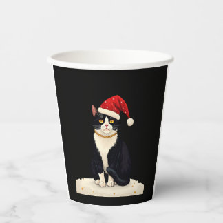 Cottagecore Tuxedo Cat Funny Xmas Aesthetic Santa  Paper Cups
