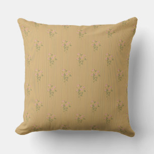Cottagecore Vertical Pin Stripe Vintage Floral Cushion