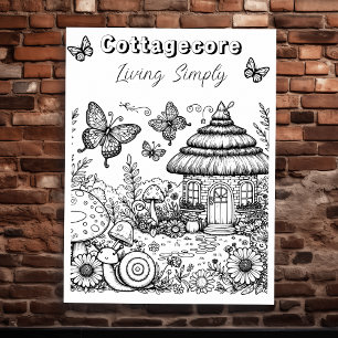 Cottagecore Villa and Butterflies   Colour Me Poster