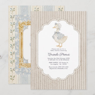 Cottagecore Vintage Storybook Goose Baby Shower Invitation