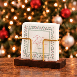 Cottagecore Watercolor Botanical Christmas Napkin