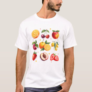 Cottagecore Watercolor Fruit Peaches Cherries Stra T-Shirt