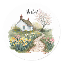 Cottagecore Watercolor Garden Path Sticker