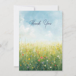 Cottagecore Watercolor Meadow Floral Thank You Card