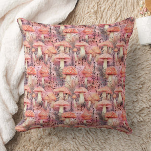 Cottagecore Watercolor Mushroom & Forest Botanical Cushion