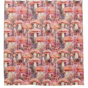 Cottagecore Watercolor Mushroom & Forest Botanical Shower Curtain