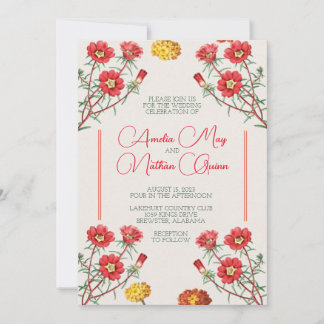 Cottagecore Wedding Invitation Vintage Flowers