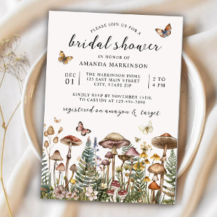 Cottagecore Wildflower Mushroom Bridal Shower Invitation