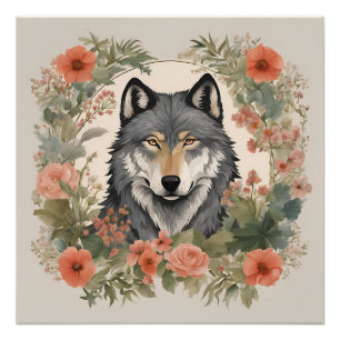 Cottagecore Wolf Poster